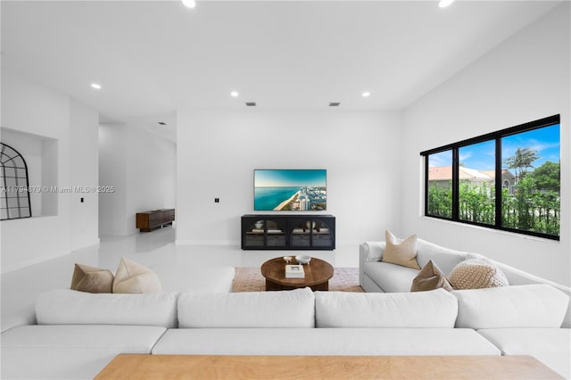 7745 SW 188th Ter, Cutler Bay, FL 33157 - living room featuring baseboards, visible vents, and recessed lighting
