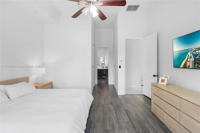 7745 SW 188th Ter, Cutler Bay, FL 33157 - bedroom with visible vents, wood finished floors, baseboards, and ceiling fan