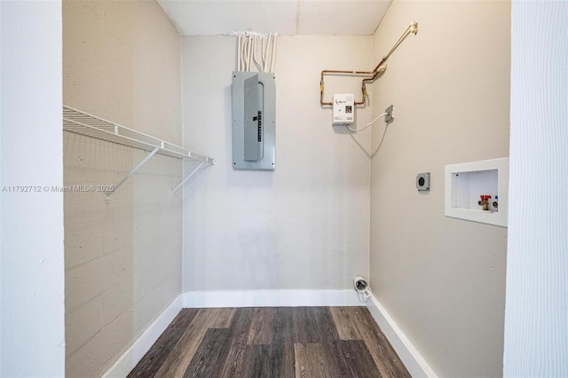 7817 NE Madeira St, Miramar, FL 33023 - laundry room featuring laundry area, washer hookup, wood finished floors, and electric panel