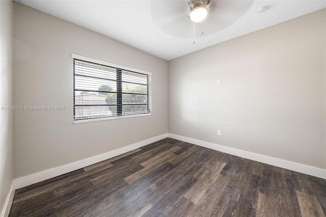 7817 NE Madeira St, Miramar, FL 33023 - empty room featuring baseboards, ceiling fan, and dark wood-style floors