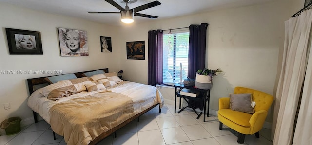 8111 SW 205th St, Cutler Bay, FL 33189 - bedroom with light tile patterned flooring, ceiling fan, and baseboards