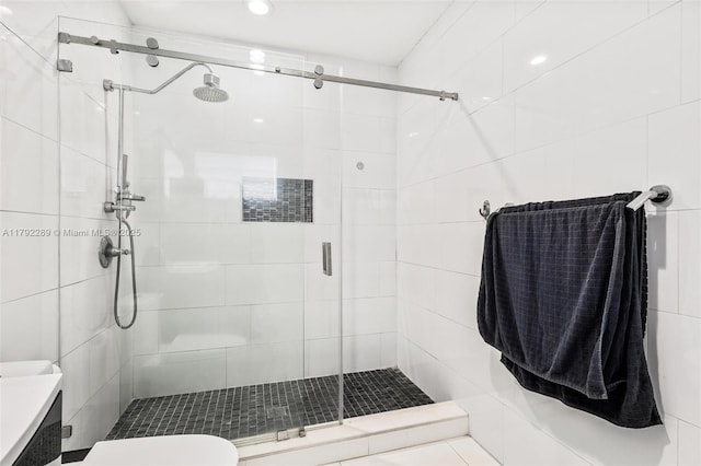 9365 SW 44th St, Miami, FL 33165 - full bathroom featuring toilet, a shower stall, and vanity