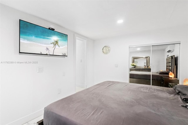 9365 SW 44th St, Miami, FL 33165 - bedroom featuring a closet, recessed lighting, and a wall mounted AC