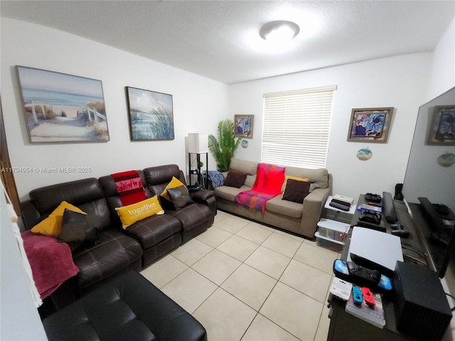 living room featuring light tile patterned floors