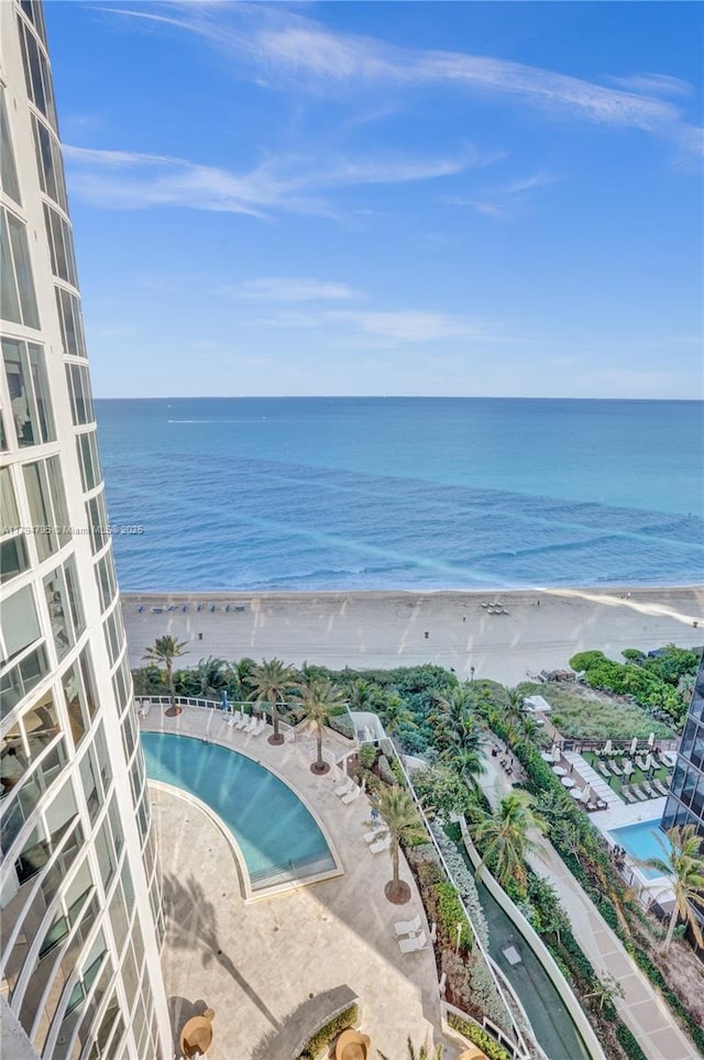 view of water feature featuring a beach view
