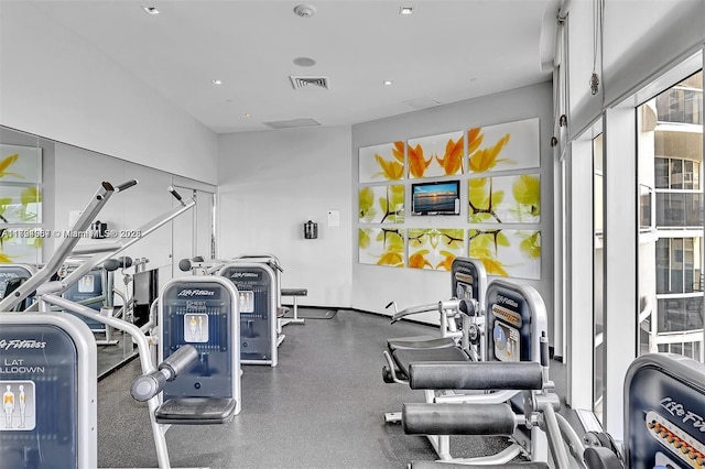 exercise room with visible vents