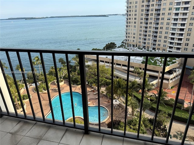 balcony with a water view