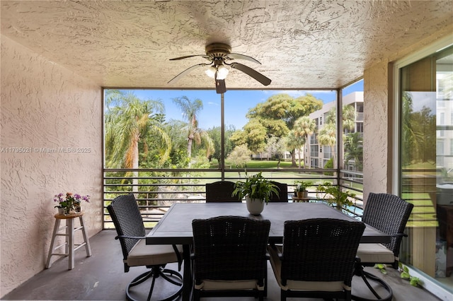 9501 Seagrape Dr Unit 205, Davie, FL 33324 - sunroom featuring ceiling fan and outdoor dining space