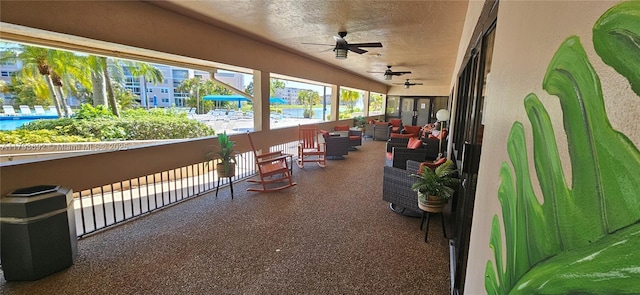 10207 Sunrise Lakes Blvd Unit 307, Sunrise, FL 33322 - patio / terrace with a ceiling fan and an outdoor living space
