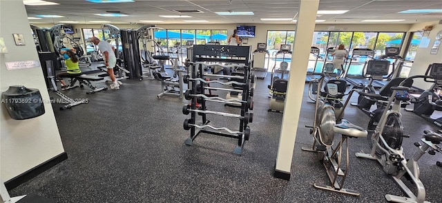 10207 Sunrise Lakes Blvd Unit 307, Sunrise, FL 33322 - exercise room featuring a drop ceiling