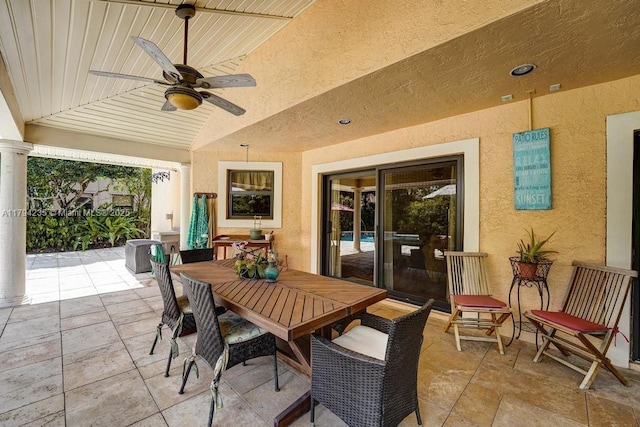 view of patio / terrace featuring ceiling fan and outdoor dining area