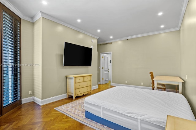 9999 Collins Ave Unit Ph3D, Bal Harbour, FL 33154 - bedroom with crown molding, recessed lighting, baseboards, and visible vents