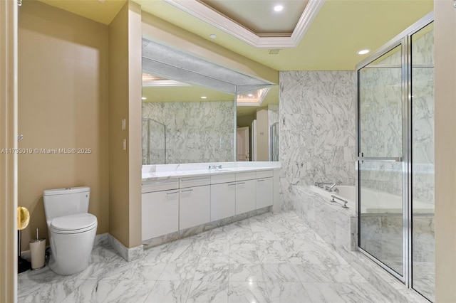 9999 Collins Ave Unit Ph3D, Bal Harbour, FL 33154 - full bath featuring a garden tub, marble finish floor, toilet, and vanity