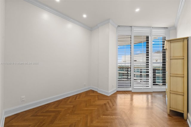 9999 Collins Ave Unit Ph3D, Bal Harbour, FL 33154 - empty room with baseboards, ornamental molding, and recessed lighting