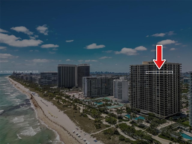 9999 Collins Ave Unit Ph3D, Bal Harbour, FL 33154 - birds eye view of property featuring a city view, a beach view, and a water view