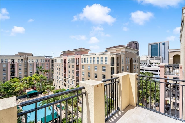 balcony with a view of city