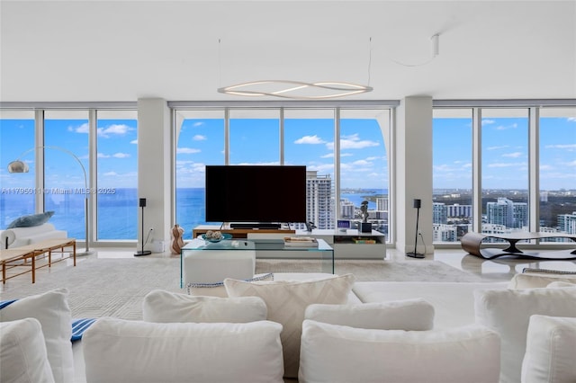 living room featuring expansive windows