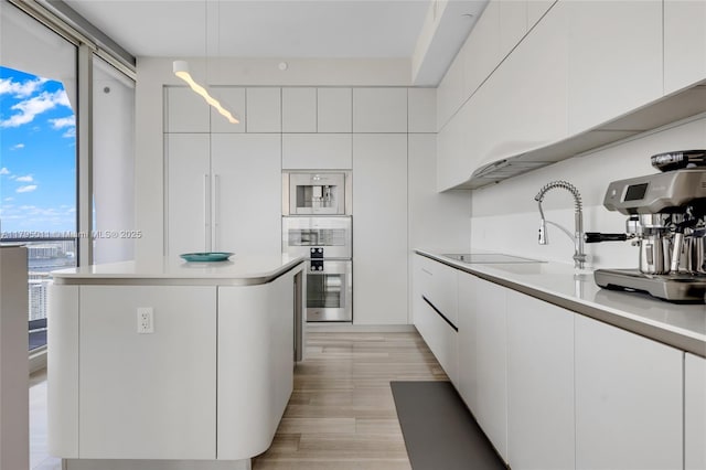kitchen with modern cabinets and white cabinets