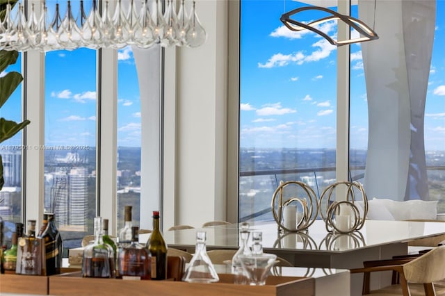 dining room with a notable chandelier