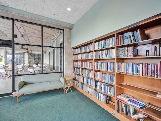 3501 Bimini Ln Unit K2, Coconut Creek, FL 33066 - sitting room featuring carpet floors and wall of books