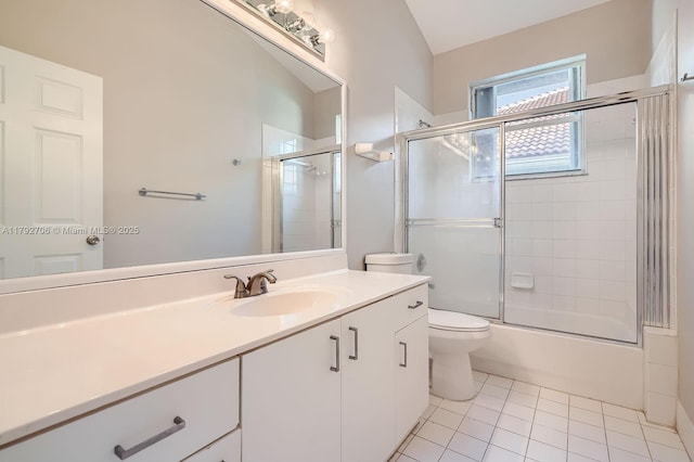 1081 SW 156th Ave, Pembroke Pines, FL 33027 - full bathroom featuring vanity, toilet, bath / shower combo with glass door, and tile patterned floors