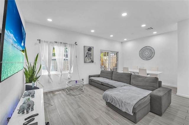 2307 Washington St Unit 5, Hollywood, FL 33020 - living room featuring recessed lighting and light wood-style flooring