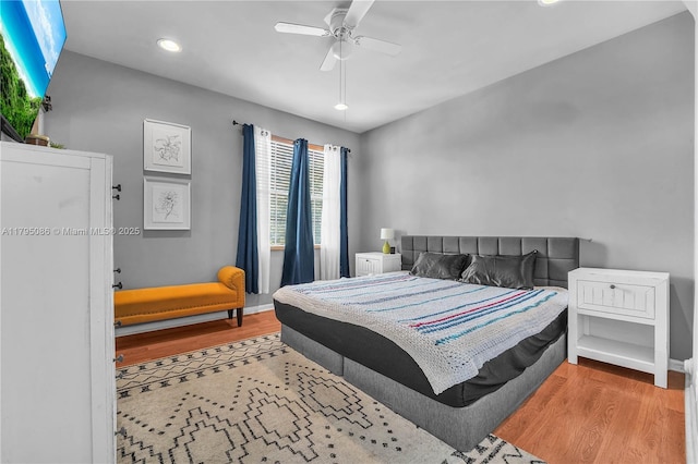 2307 Washington St Unit 5, Hollywood, FL 33020 - bedroom featuring wood finished floors, recessed lighting, and a ceiling fan