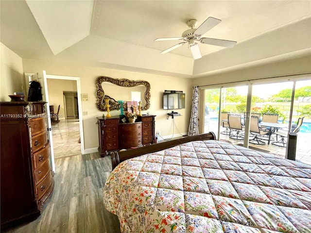 12022 Classic Dr, Coral Springs, FL 33071 - bedroom featuring wood finished floors, access to exterior, and a ceiling fan