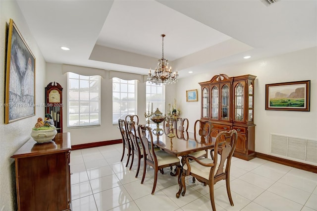 12360 SW 1st St, Plantation, FL 33325 - dining room featuring a chandelier, recessed lighting, light tile patterned floors, and baseboards