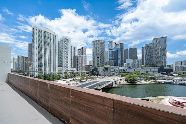 exterior space featuring a water view