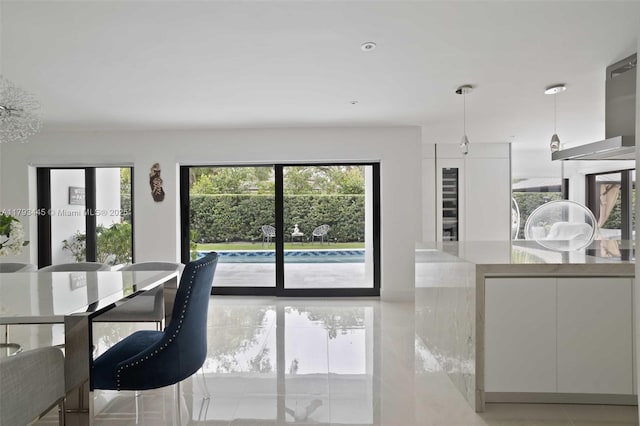 view of unfurnished dining area