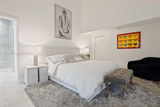 bedroom with tile patterned flooring
