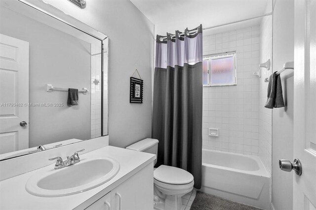 16080 SW 138th Pl, Miami, FL 33177 - bathroom featuring vanity, shower / bathtub combination with curtain, and tile patterned floors