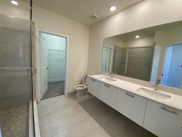 10250 NW 66th St Unit 103, Doral, FL 33178 - full bath featuring recessed lighting, visible vents, a shower stall, and a sink