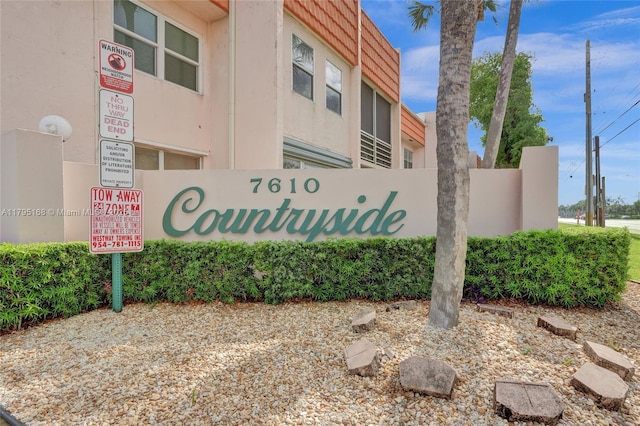 view of community sign