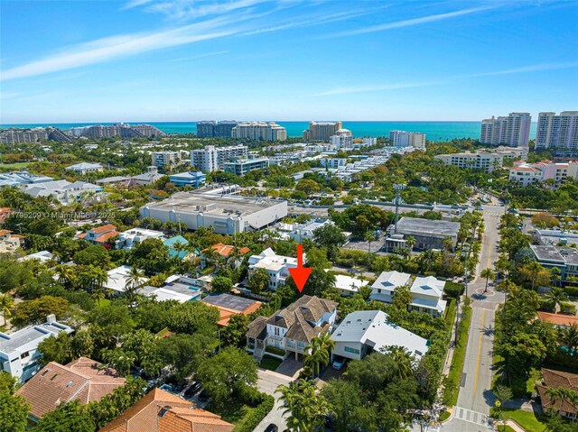 689 Glenridge Rd, Key Biscayne, FL 33149 - drone / aerial view featuring a water view and a city view