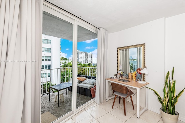interior space with floor to ceiling windows