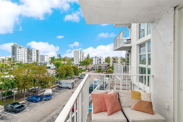 balcony with a view of city