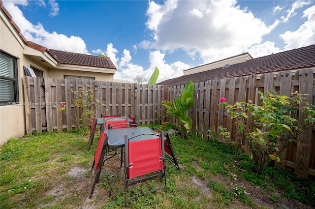 view of yard featuring a fenced backyard