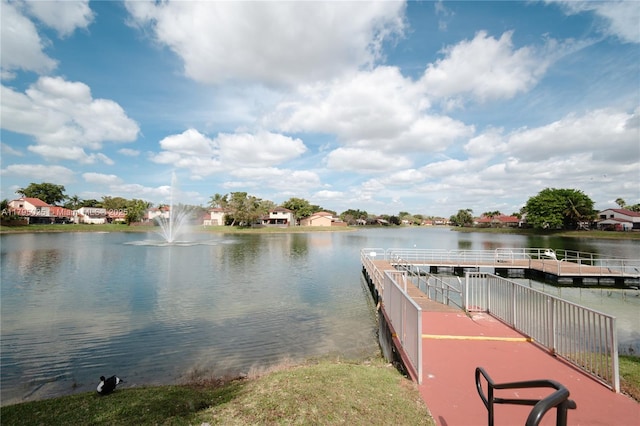 dock area with a water view