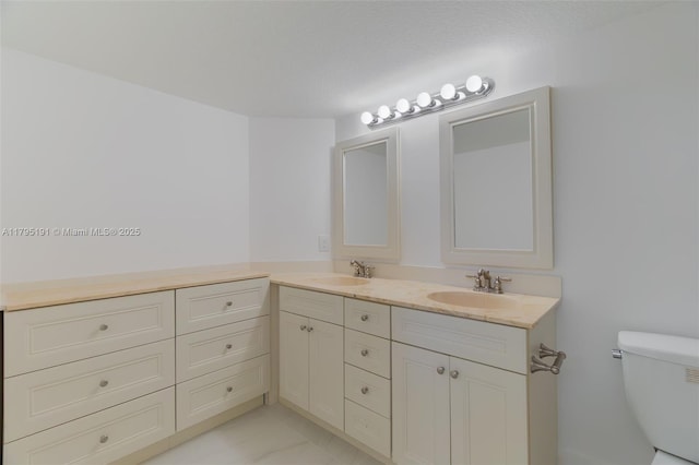 5926 Golden Eagle Cir, Palm Beach Gardens, FL 33418 - bathroom with toilet, double vanity, and marble finish floors