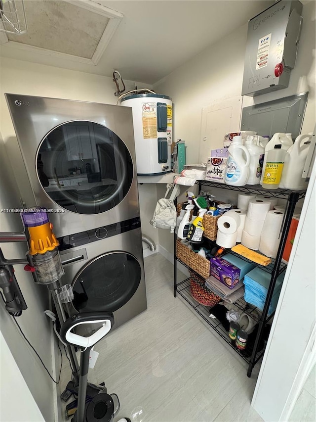 2500 SW 137th Ct, Miami, FL 33175 - laundry room with stacked washer and clothes dryer and wood finished floors