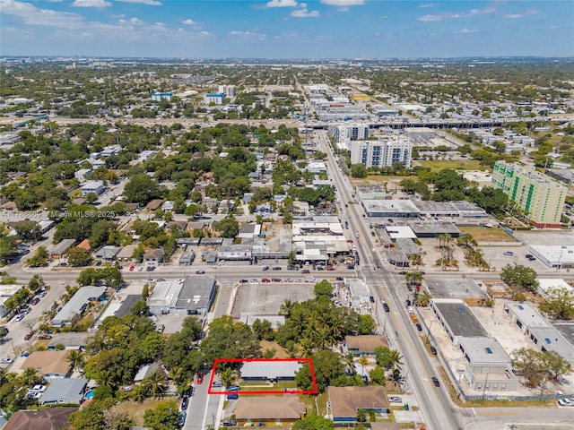 drone / aerial view with a city view