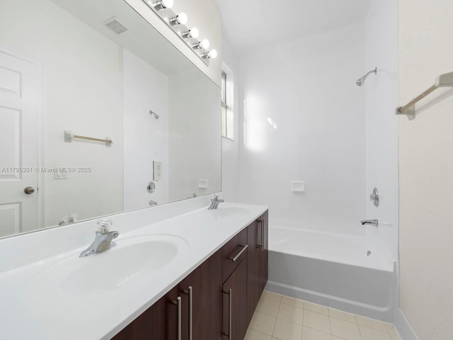 1416 SE 26th Ave, Homestead, FL 33035 - bathroom with double vanity, a sink, bathtub / shower combination, and tile patterned flooring