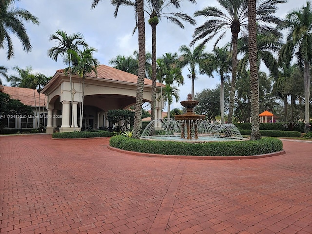 view of home's community with curved driveway