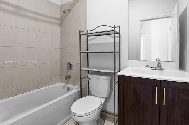 full bath with vanity, shower / bath combination, and toilet
