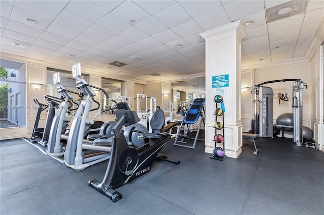 5700 Collins Ave Unit 10D, Miami Beach, FL 33140 - workout area with ornate columns