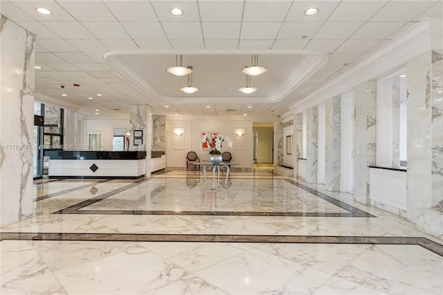 5700 Collins Ave Unit 10D, Miami Beach, FL 33140 - building lobby with recessed lighting and ornamental molding