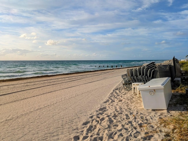 view of water feature featuring a view of the beach