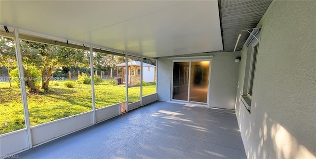 view of unfurnished sunroom